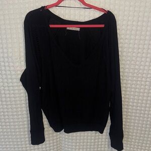 We The Free Women's long sleeved Top Size Small black Waffle